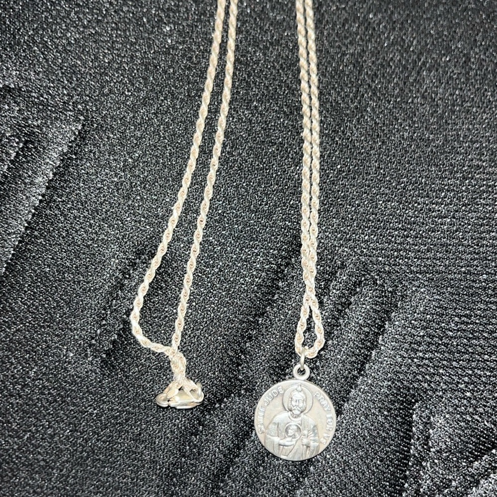Sterling silver necklace with st Jude charm